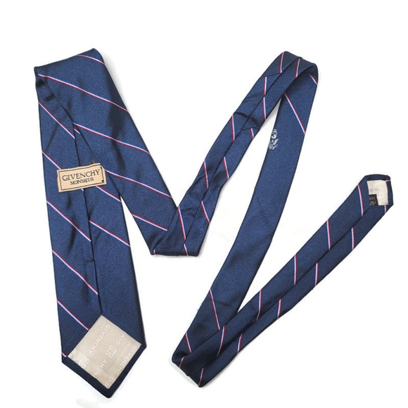Givenchy monsieur striped silk tie red and navy - Picture 7 of 7